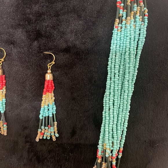 🎉❤️ NEW Boho Long Multicolor Beaded Necklace Earring Set - Picture 5 of 7